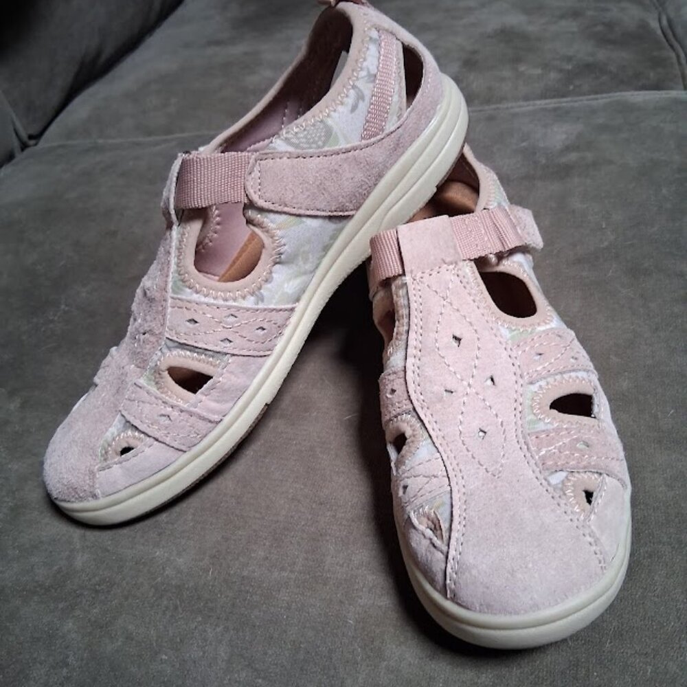 Earth Origins Pink Floral Closed Toe Comfort Shoes Sz 8.5